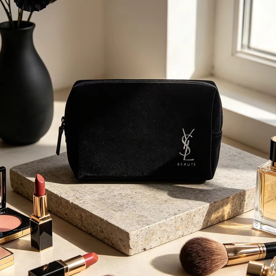 Luxury Designer Bags Ysl - Сумка YSL черная с принтом, косметичка,