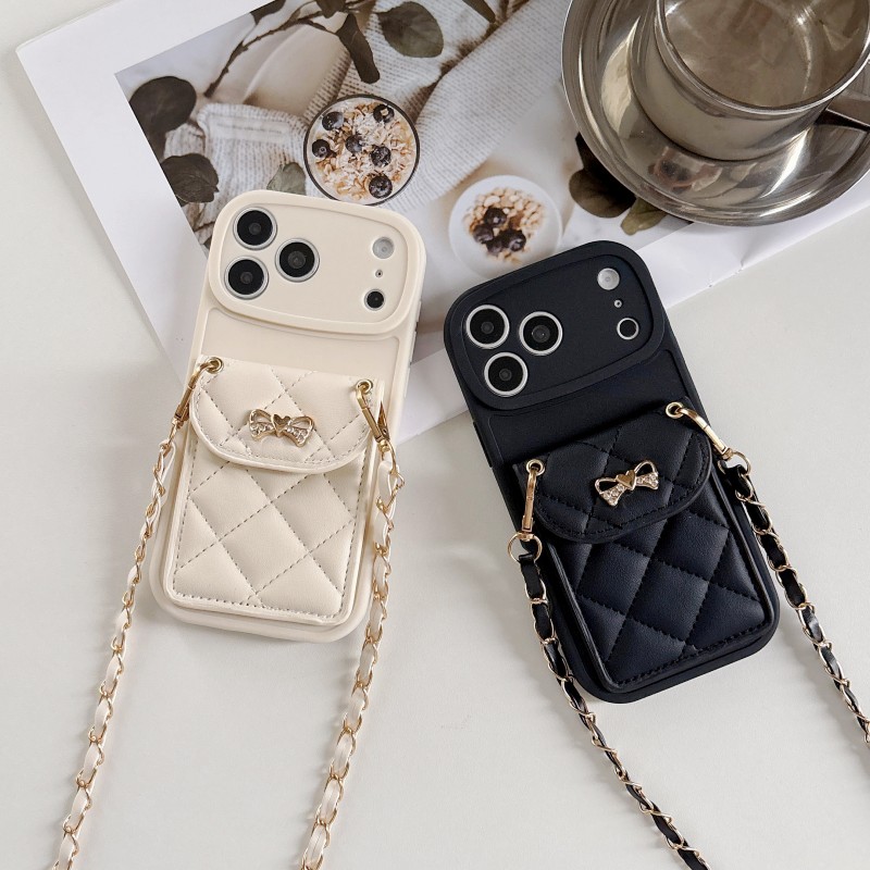 Chain Crossbody Quilted - Чехол-кошелек с ромбовидной стежкой для iPhone